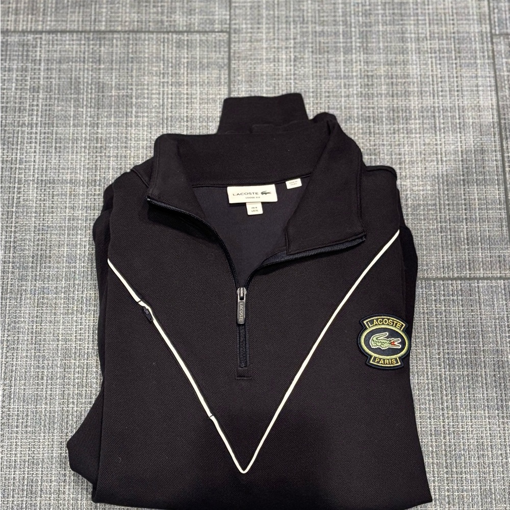 Lacoste navy blue Quarterzip-Up Sweater with Logo